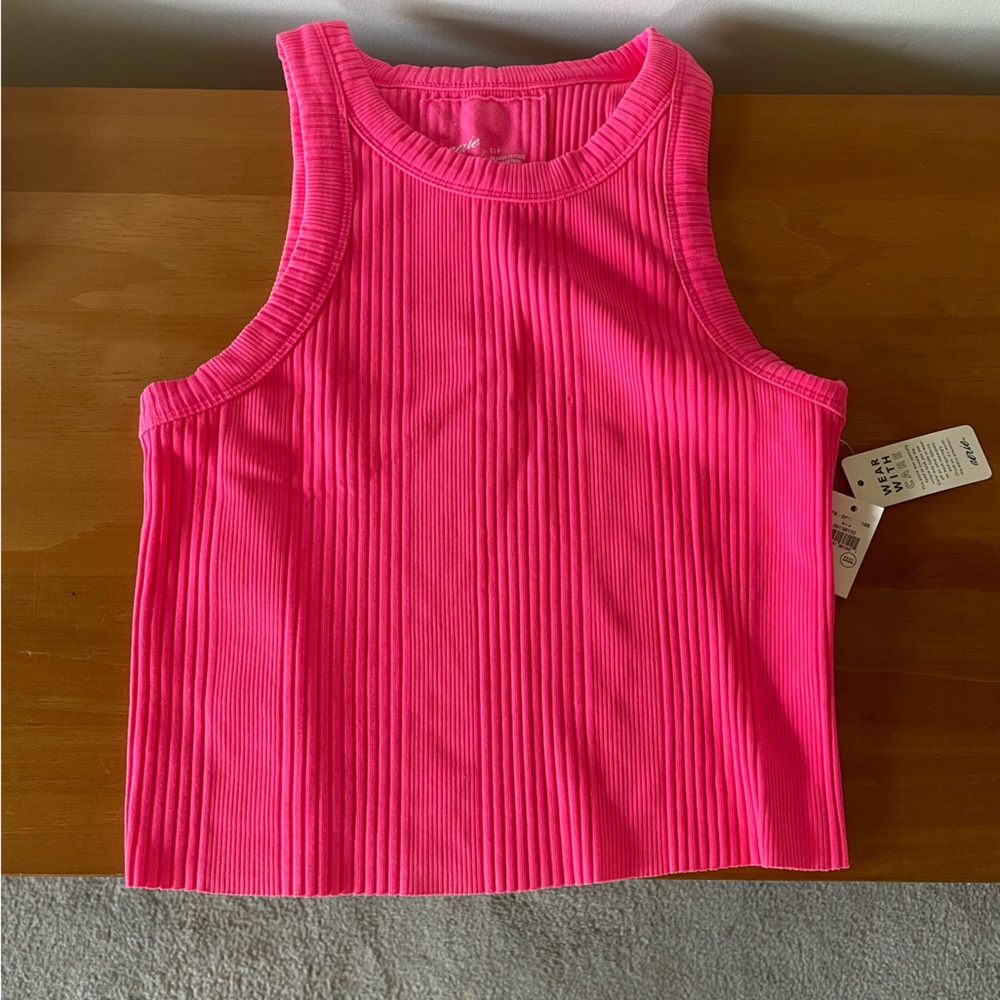 aerie hot pink ribbed tank top